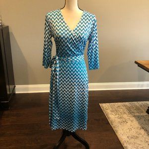 Long-Sleeve Faux Wrap Dress